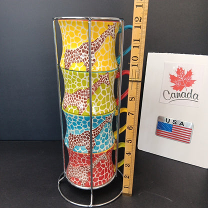 Pier 1 Imports Giraffe Stackable Coffee Tea Mugs Cups Set of 4 Has Crazing CN