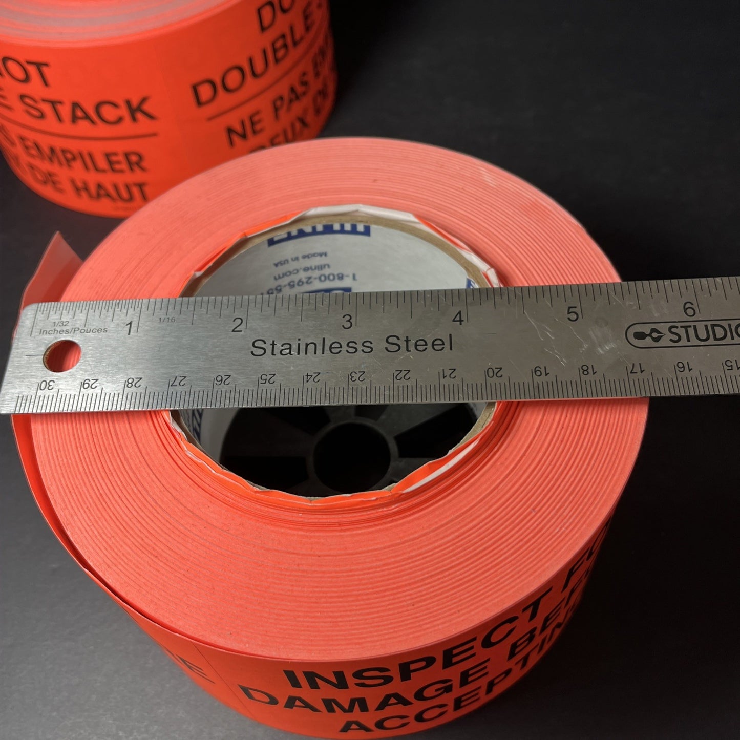 Inspect For Damages / Do Not Double Stack Stickers ULINE S-13071-S-7381 READ US