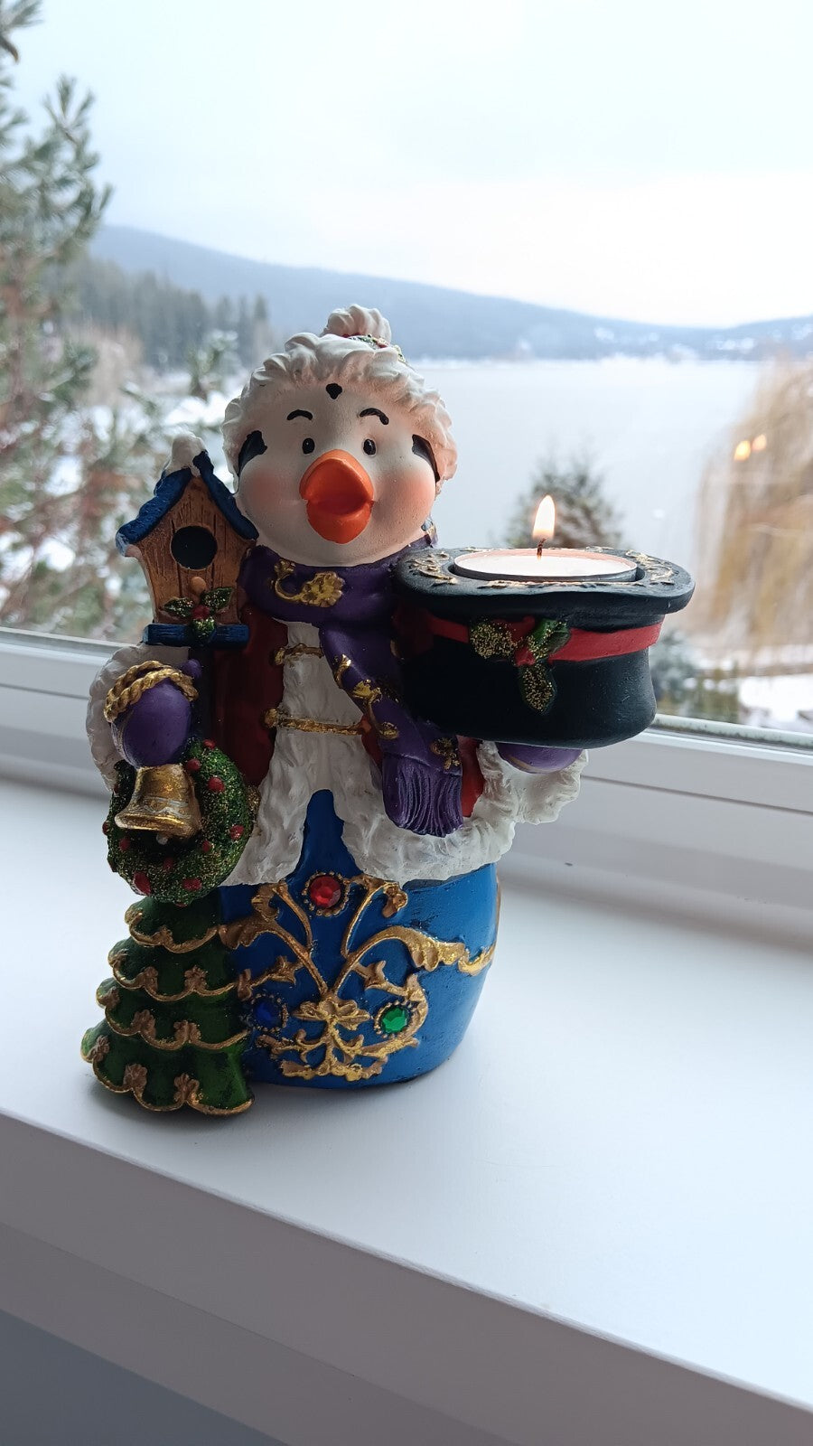 Christmas Decor Penguin Tealight Candle Holder Santa Hat Christmas Tree Bird