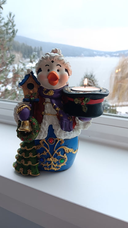 Christmas Decor Penguin Tealight Candle Holder Santa Hat Christmas Tree Bird