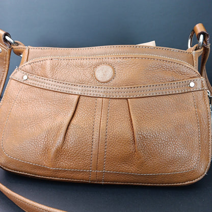 Tignanello Leather Brown Hobo Handbag Magnetic Zip Close Purse With Defects CN