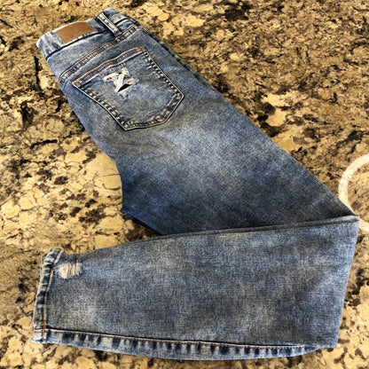 Size 26 X 27.5 Bluenotes Women’s Denim Super High Rise Jegging Rips Grunge X