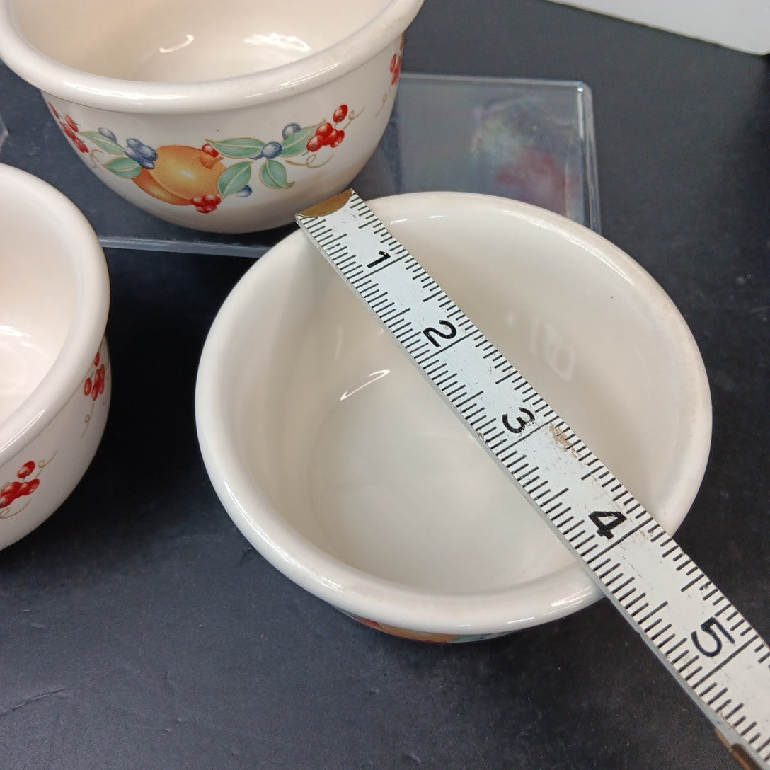 Set of 3 Corelle Corning Abundance Ramekins Bowls 4 Inch Stomeware CN