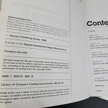 Haynes Automotive Heating & Air Conditioning Manual #1480 DIY Guide