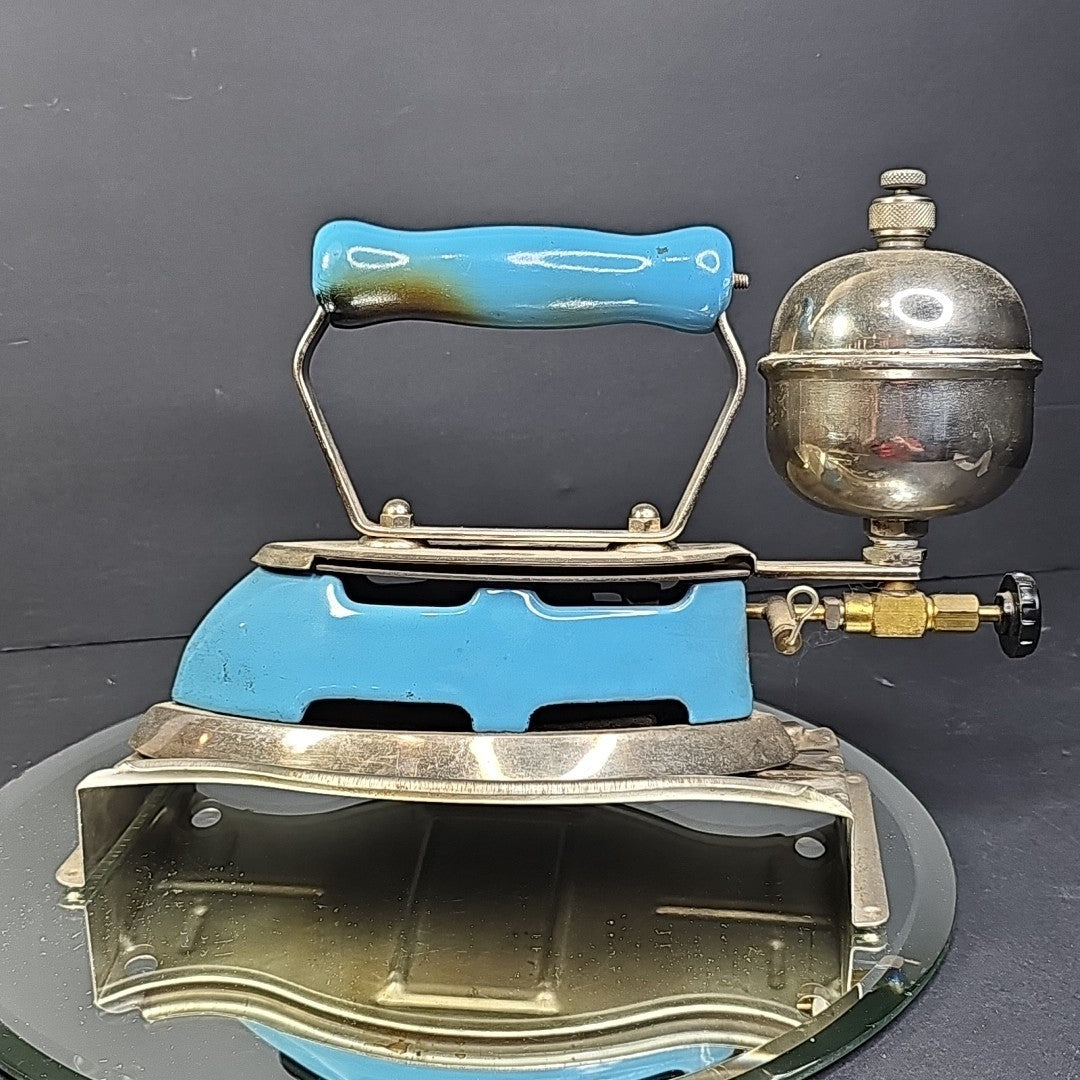 Vintage Coleman Gas Iron Model 4A Instant Lite Blue With Stand Canada Untested