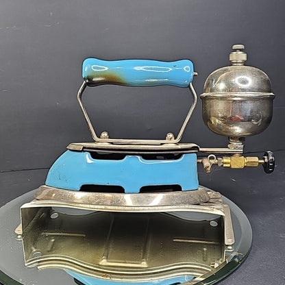 Vintage Coleman Gas Iron Model 4A Instant Lite Blue With Stand Canada Untested