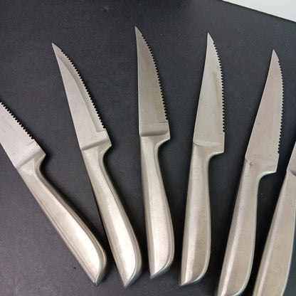 6 Wiltshire Steak Knifes Brushed Stainless Steel INOX Large Handle CN