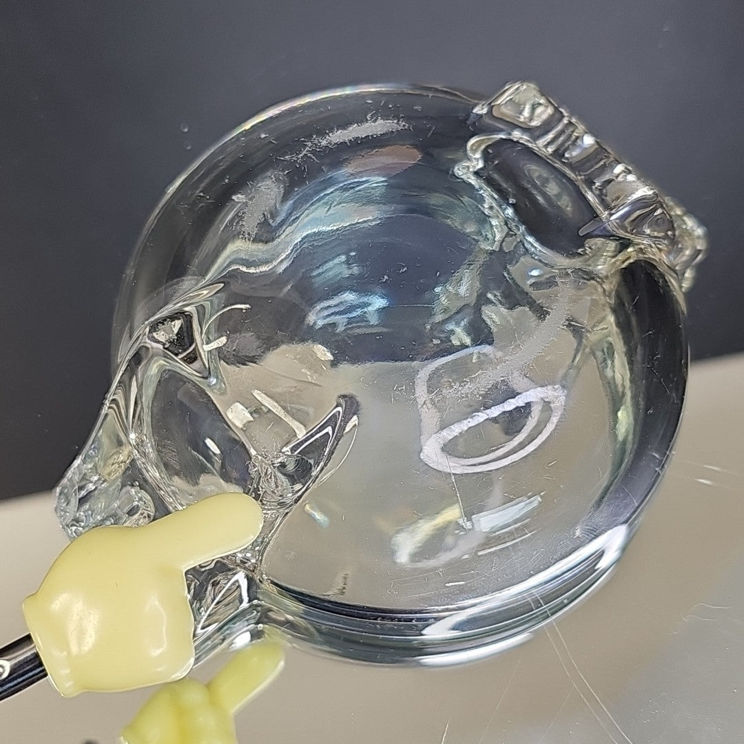 Vintage Art Deco Heavy Clear Glass 4" Round Cigarette Ashtray Mid Century