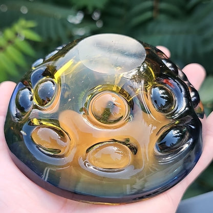 Blue To Amber Fading Bowl Handmade MCM Vintage Heavy Very Cool Piece