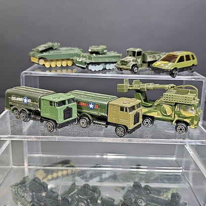 Military Trucks Cars Tanks 7pcs Toy Cars Vintage Camouflage Well Used Condition