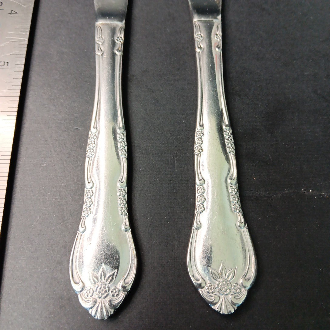 14pc Stainless Steel Korea Flatware Incomplete Set Rose Flowers Fork Knife Spoon