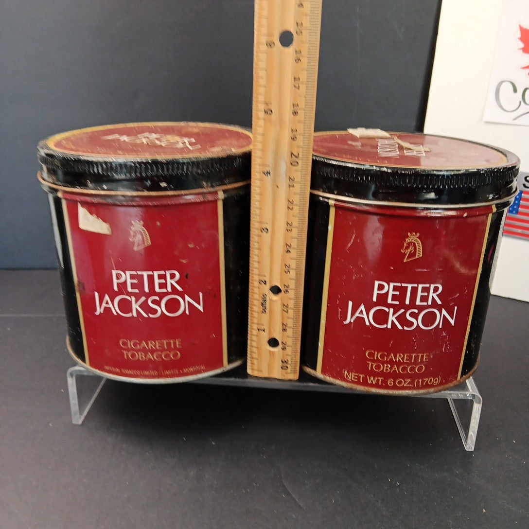 Rare Peter Jackson Tobacco Containers Canada Bilingual Fair Condition 2pcs