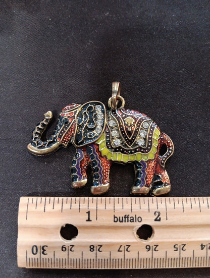 Large Elephant Necklace Pendant With Intricate Detail Beautiful!