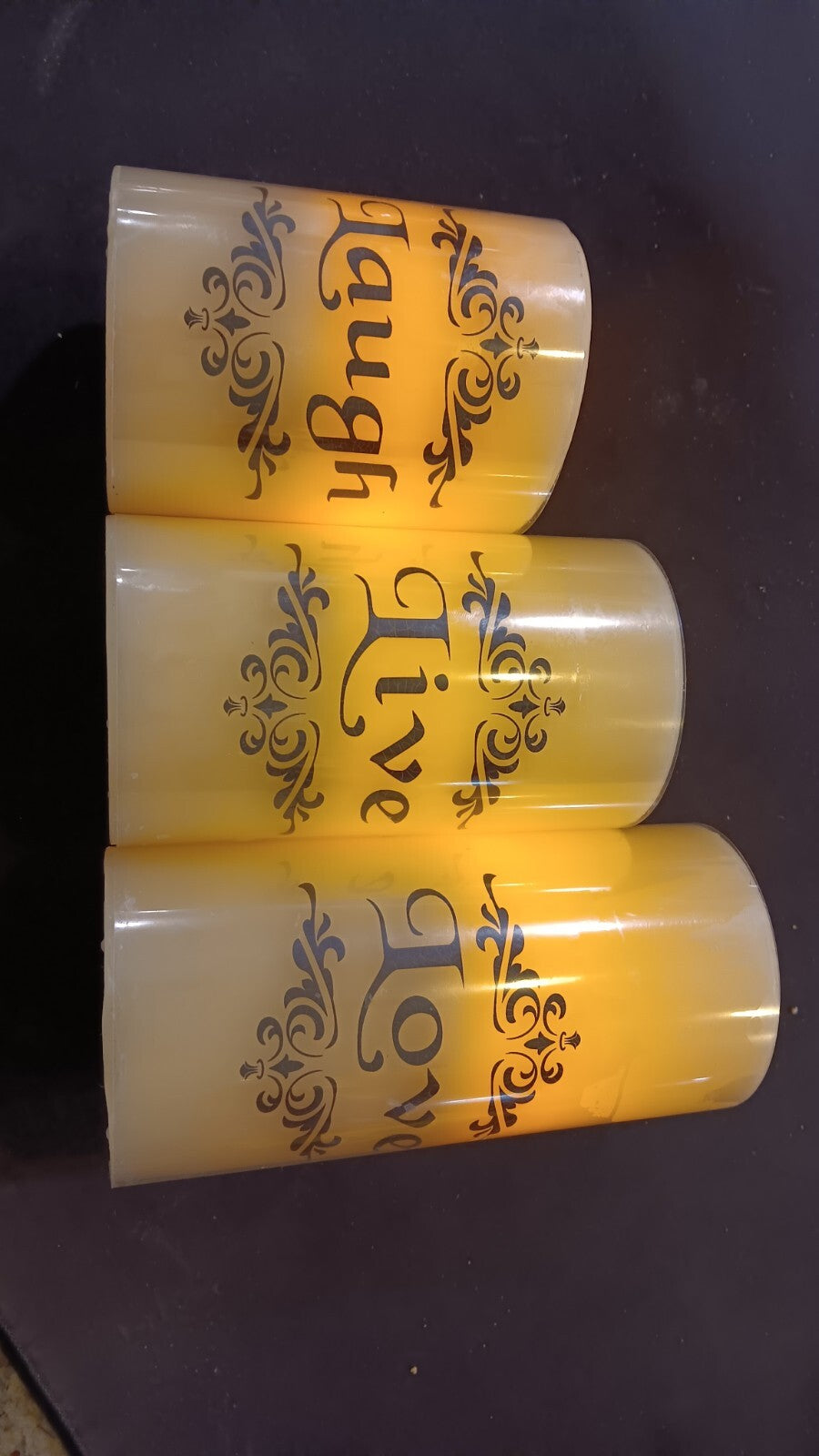 Real Wax! Live Laugh Love Electronic LED Candle SET of 3pcs REAL WAX!
