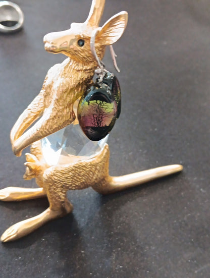 Pair Of Fused Glass Multi Color Dangle Drop Earnings Gift For Wife Girlfriend