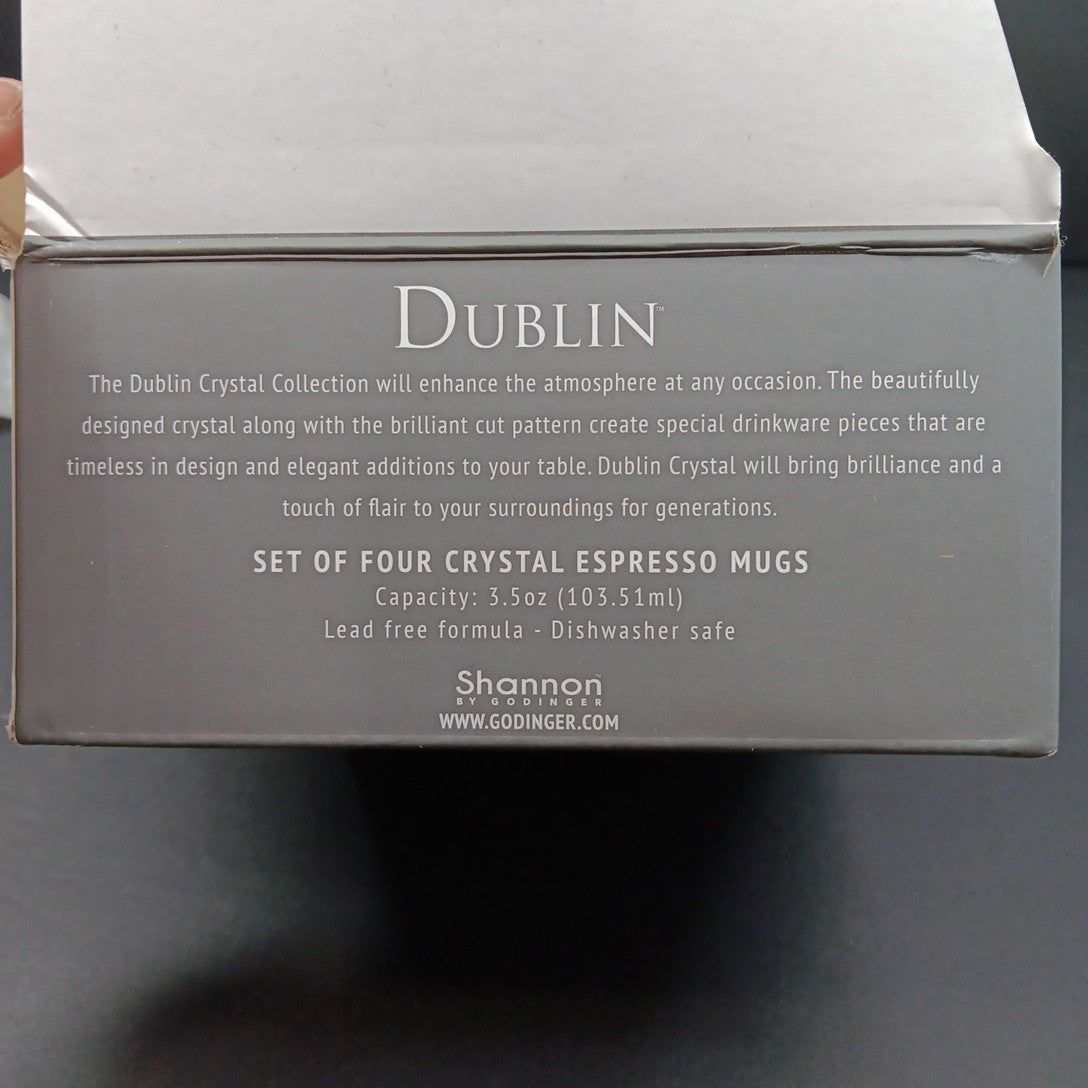 Set Of 4 Crystal Godinger Dublin Espresso Cups Shannon Glasses Mugs CN