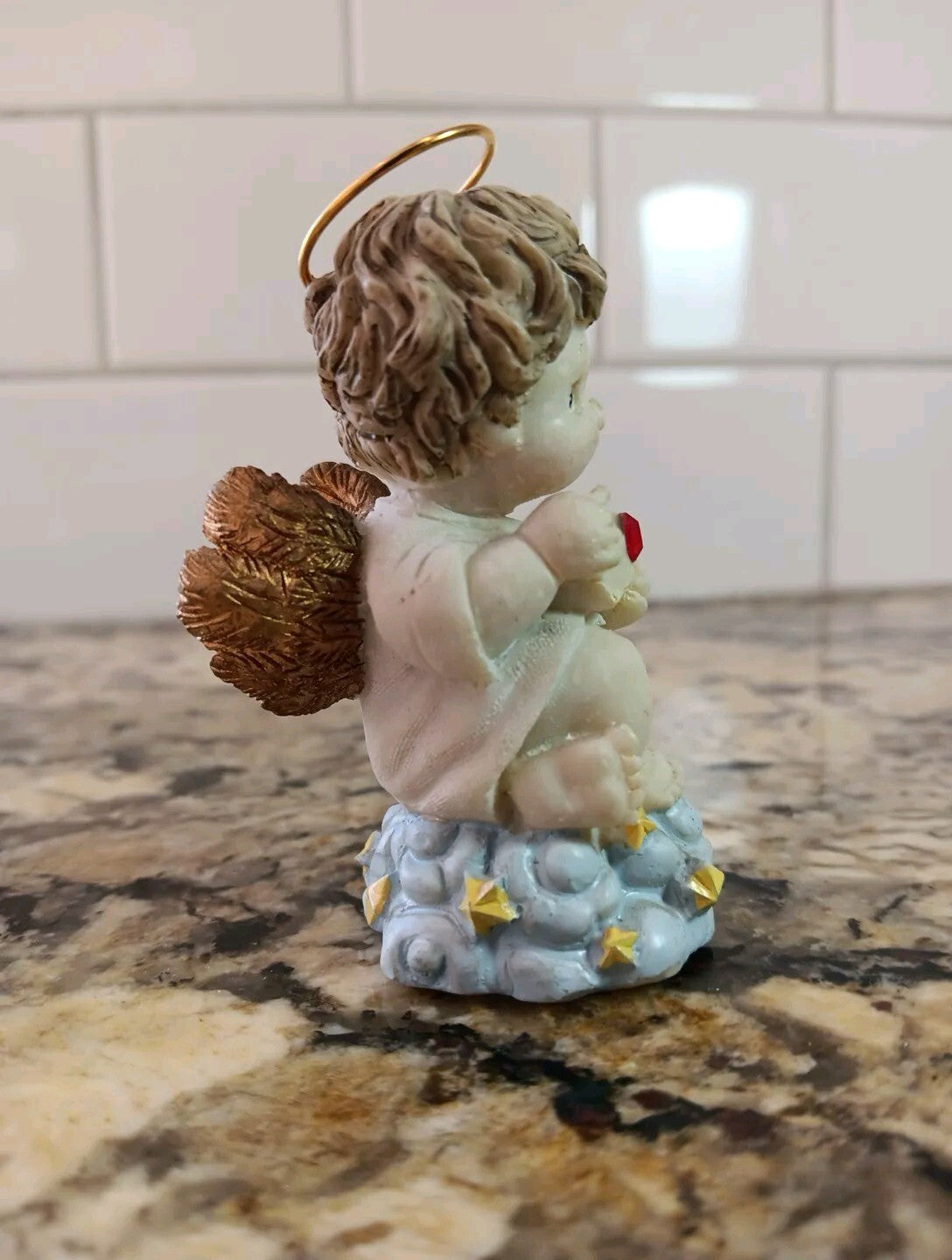 July Baby Ruby Birthstone Child Angel Figurine For Baby Child Gift Collectible