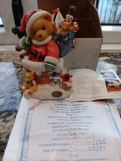 Cherished Teddies Enesco 1997 Kris #272140 "Up On The Rooftop" Vintage BOX CERT