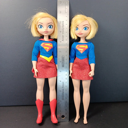 TWO DC Super Hero Girls Supergirl Doll 11 Inch Cartoon Network Action Figures X