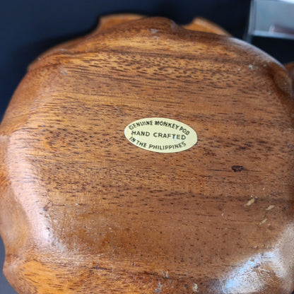 Vintage Monkey Pod Philippines Wood Salad Bowl Set ~ 5 Piece Flower Shaped