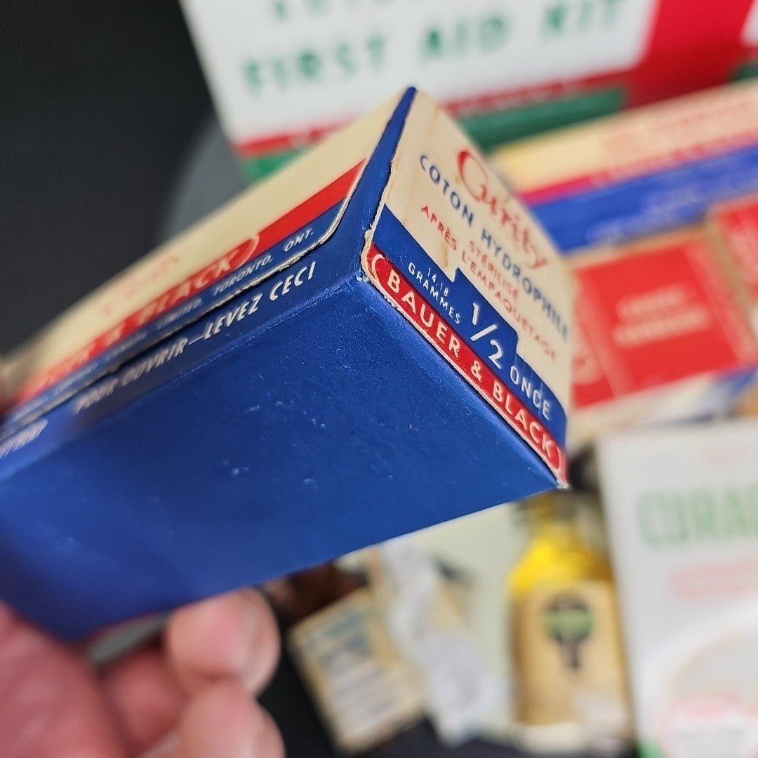 Vintage CURITY Automobile First Aid Kit Bauer & Black Near Completely Full WOW!