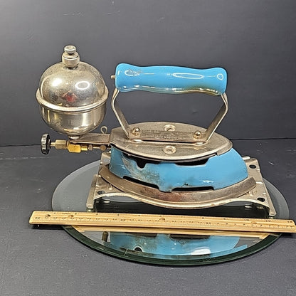 Vintage Coleman Gas Iron Model 4A Instant Lite Blue With Stand Canada Untested
