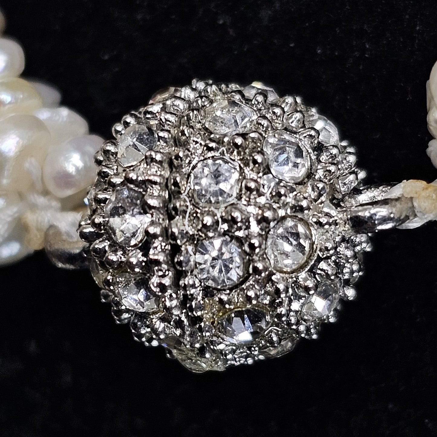 Authentic Freshwater Pearl Necklace And Bracelet Set Diamond ? Clasps VTG Read