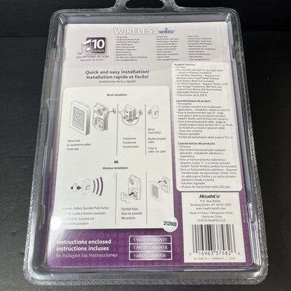 Heath Zenith SL-7582 Silver Plastic Design Wired and Wireless Doorbell Chime CN