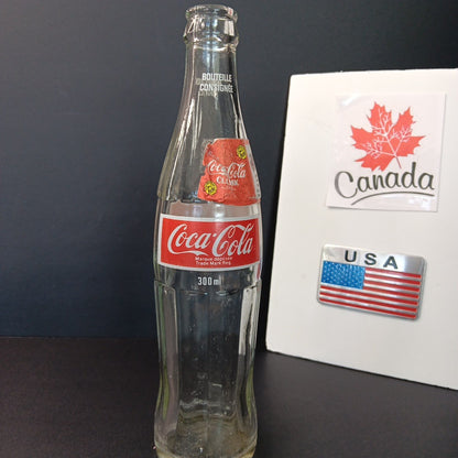 Vintage 1987 Coca Cola Canadian Bottle Buffalo Caps Sticker 300ml Canada ACL