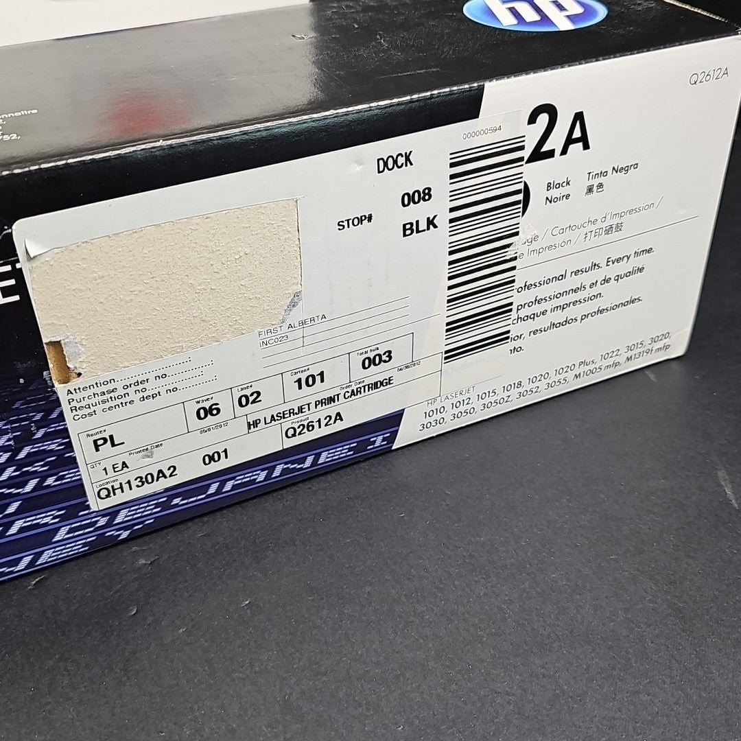 HP Q2612A 12A Genuine Toner Cartridge OEM Black 7616A001 New Factory Sealed