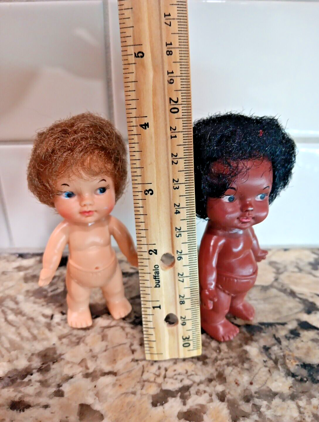 EE GEE Dolls 4” EEGEE Diapers White And Black African Adorable VTG SetOf 2 1966