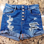 Size 26 Aeropostale Distressed Jean Shorts Button Up High Rise Womens Shorts X