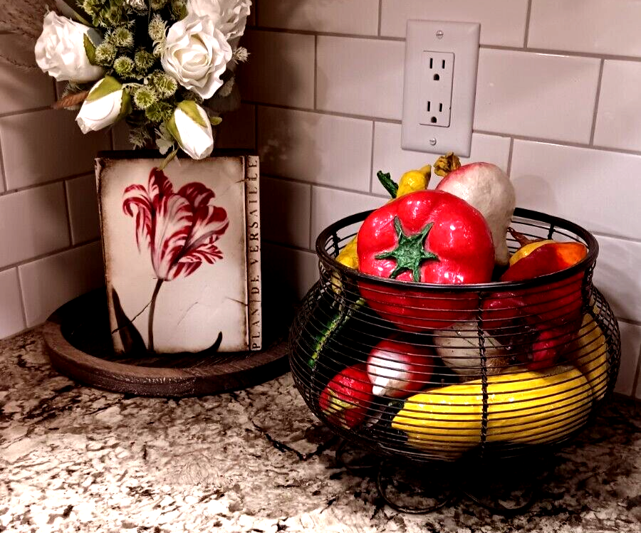 Fruit Bowl Centerpiece WITH 16 Decorative Fruit