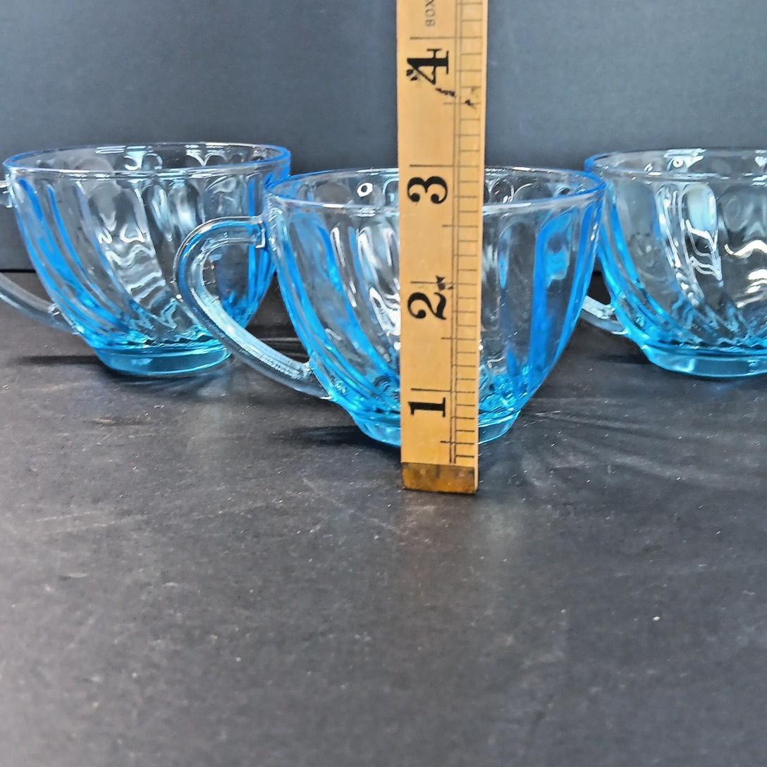 KIG Indonesia Blue Glass Cups Rare 3pcs