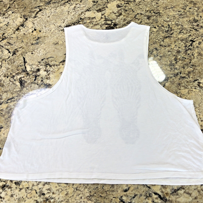 Size Large Volcom Womens Tank Top Sleeveless Shirt Zebra Graphic Print Light MX