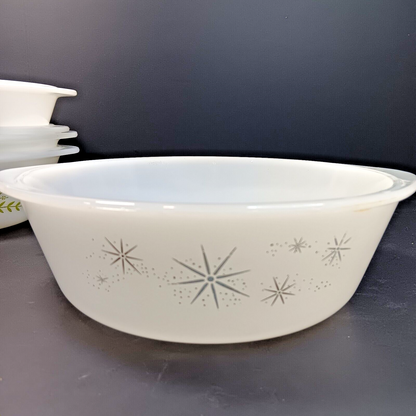 Glasbake Casserole Dishes J514, J2500 Starburst Blueberry Daisy USA 5pcs