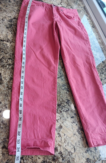 Size 8 Calvin Klein Skinny Crop Pink Jeans Casual Stretch Cotton Denim EPOC VN