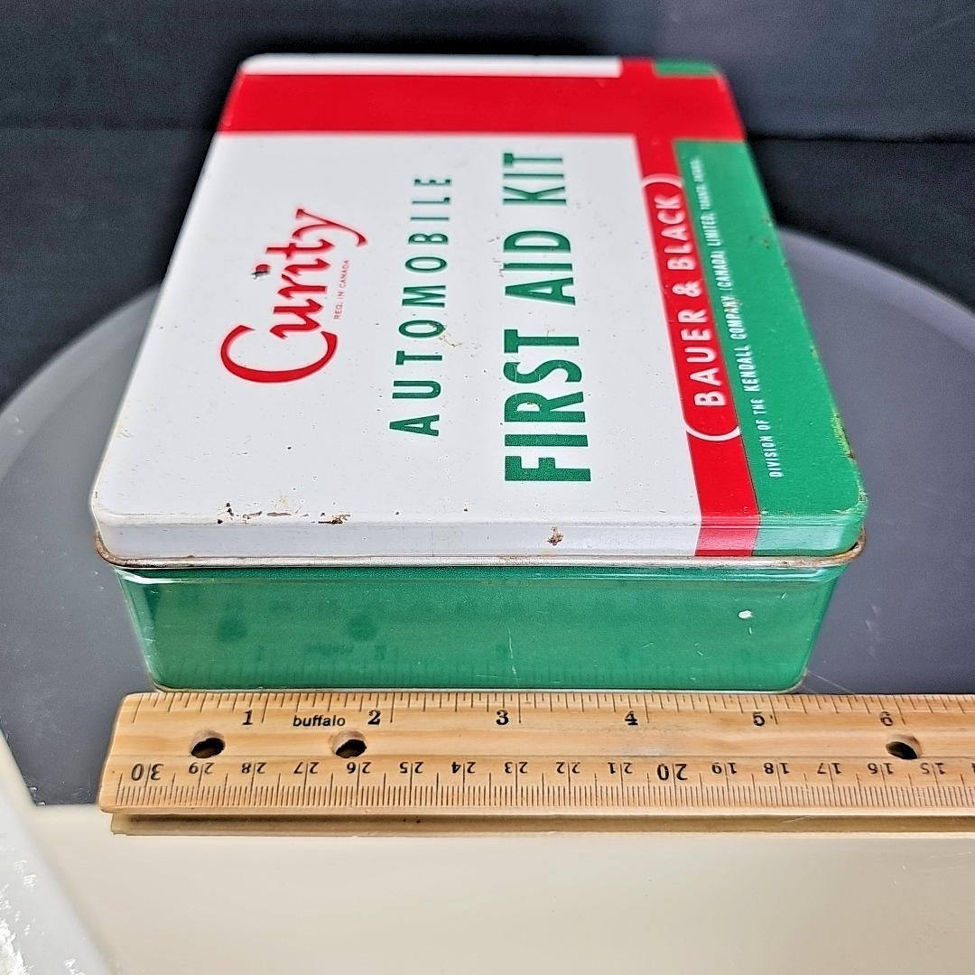 Vintage CURITY Automobile First Aid Kit Bauer & Black Near Completely Full WOW!