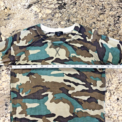 Size XS J. Crew WOOL CAMO Womens Sweater 100% Merino Light Weight Crew Neck CN
