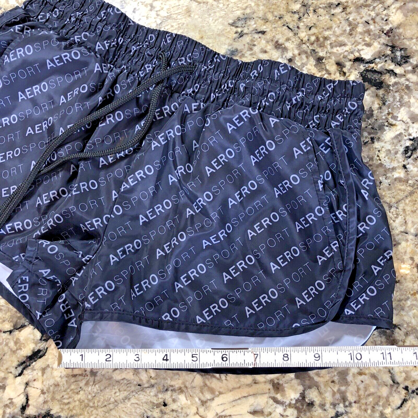 Small Aeropostale Sport Womens Shorts Lined Undergarment Drawstring Black BD