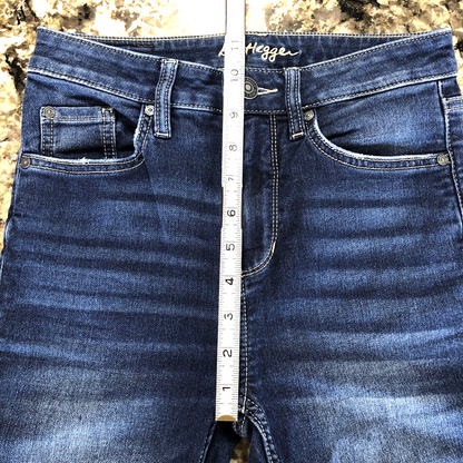 Size 25 X 29 Bootlegger Jeans Denim  Womens High Rise Skinny Ankle Dark Blue BD