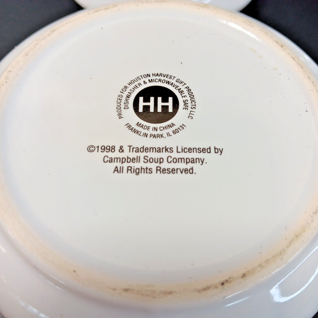 2 Campbell's Soup Bowls with Lids Vintage Retro 1998 M'm! M'm Good! CH