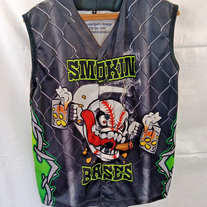 Small Mens Jersey Sleeveless Shirt Smokin Basses Custom Jersey Shirt CA