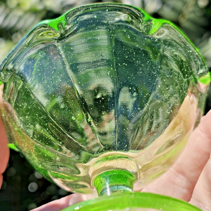 Uranium Depression Glass Green Glowing Sherbet Cup 2pcs Geiger Test Wow Bubbles!