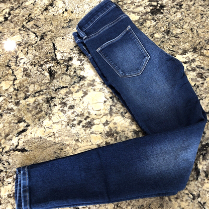 Size 25 X 29 Bootlegger Jeans Denim  Womens High Rise Skinny Ankle Dark Blue BD