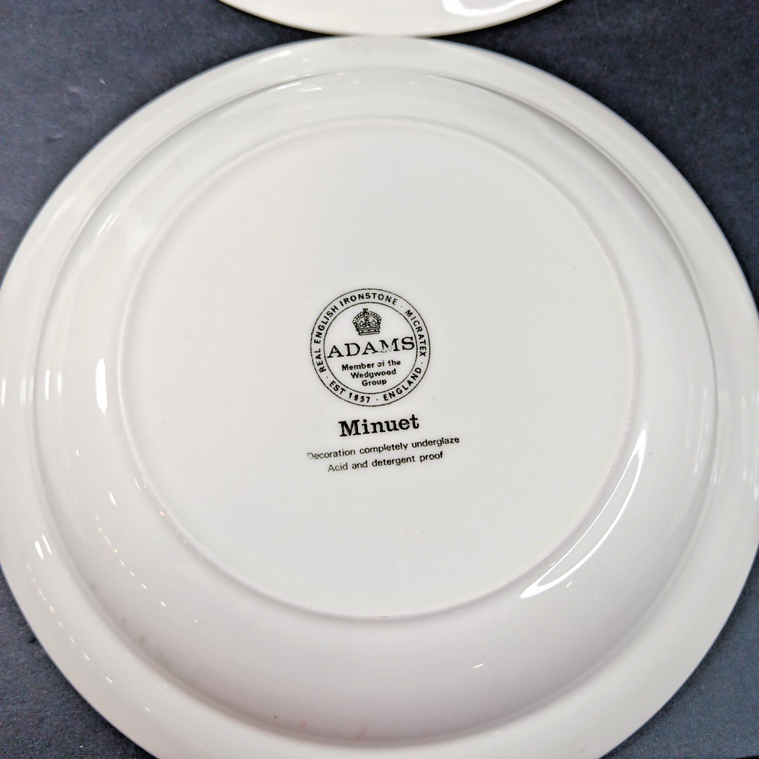 Minuet Real English Ironstone Wm Adams & Sons Micratex 8" Bowls UK Set of 7