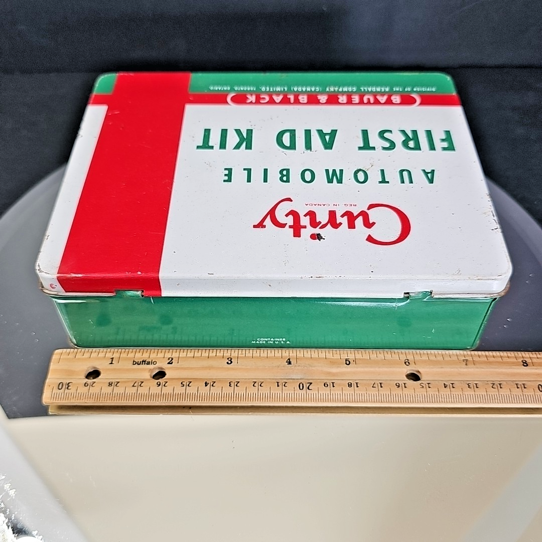 Vintage CURITY Automobile First Aid Kit Bauer & Black Near Completely Full WOW!