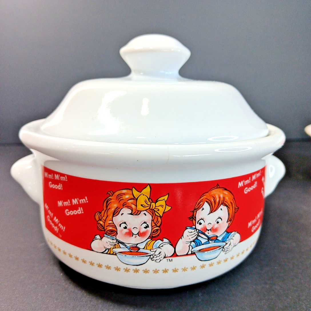 2 Campbell's Soup Bowls with Lids Vintage Retro 1998 M'm! M'm Good! CH