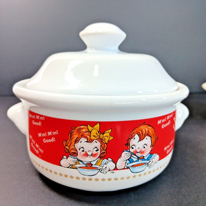 2 Campbell's Soup Bowls with Lids Vintage Retro 1998 M'm! M'm Good! CH