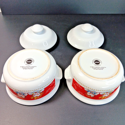 2 Campbell's Soup Bowls with Lids Vintage Retro 1998 M'm! M'm Good! CH